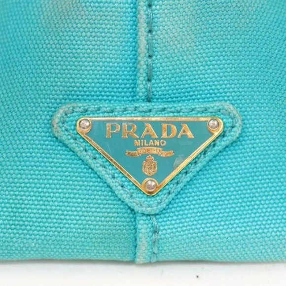 Prada Aqua Black Canapa Style 2-Way Satchel Cross Body Shoulder Bag - Picture 4 of 8